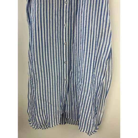 NWT Maeve Anthropologie Sleeveless Long Tunic Ruffle Button Striped Blue Small - Picture 15 of 16